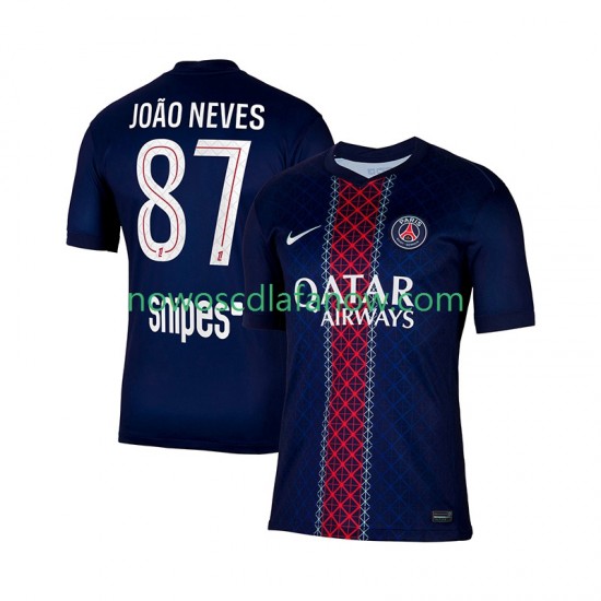 Koszulka Paris Saint-Germain Joao Neves 87 Męska Domowy Komplet 2025-2026 Krótkie Rękawy