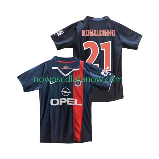 Koszulka Paris Saint-Germain RONALDINHO 21 2001 Retro Męska Domowy Komplet 2002 Krótkie Rękawy