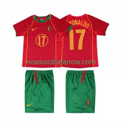 Koszulka Reprezentacja Portugalii Cristiano Ronaldo 17 Retro Dziecięca Domowy Komplet 2004 Krótkie Rękawy