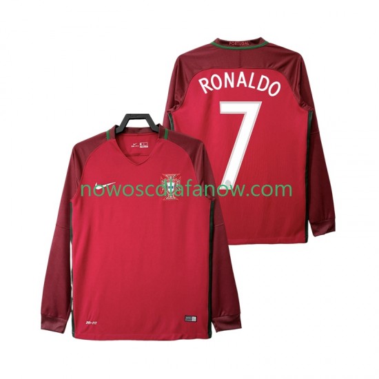 Koszulka Reprezentacja Portugalii Cristiano Ronaldo 7 2016 Retro Męska Domowy Komplet Długie Rękawy