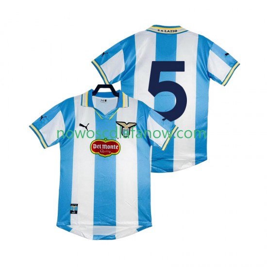 Koszulka SS Lazio 5 2000 Retro Męska Domowy Komplet 1999 Krótkie Rękawy