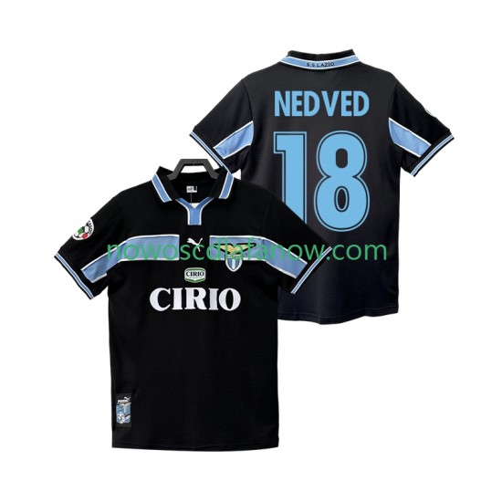 Koszulka SS Lazio NEDVED 18 Retro Męska Wyjazdowy Komplet 1998 1999 Krótkie Rękawy