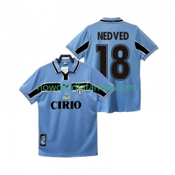 Koszulka SS Lazio NEDVED 18 Retro Męska Domowy Komplet 1998 1999 Krótkie Rękawy