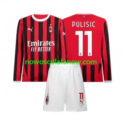 Koszulka AC Milan Christian Pulisic 11 Dziecięca Domowy Komplet 2024-2025 Długie Rękawy
