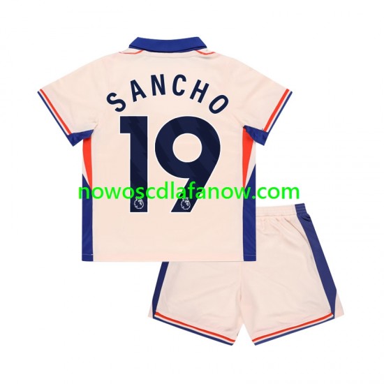 Koszulka Chelsea Jadon Sancho 19 Dziecięca Wyjazdowy Komplet 2024-2025 Krótkie Rękawy