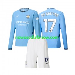 Koszulka Manchester City Kevin De Bruyne 17 Dziecięca Domowy Komplet 2024-2025 Długie Rękawy