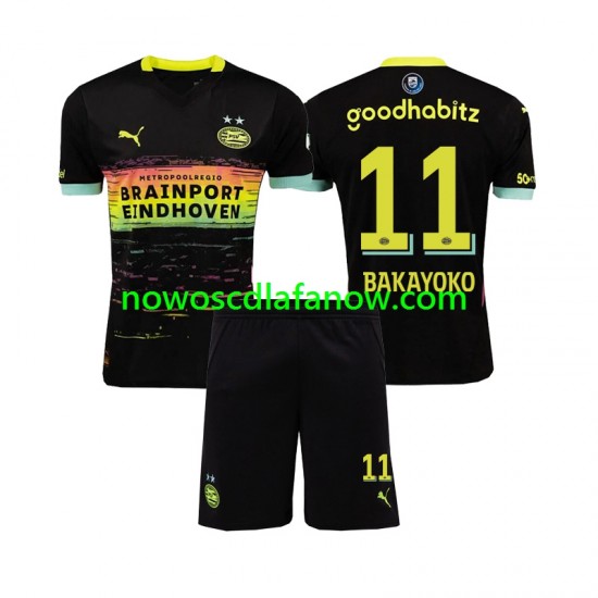 Koszulka PSV Eindhoven Johan Bakayoko 11 Dziecięca Wyjazdowy Komplet 2024-2025 Krótkie Rękawy