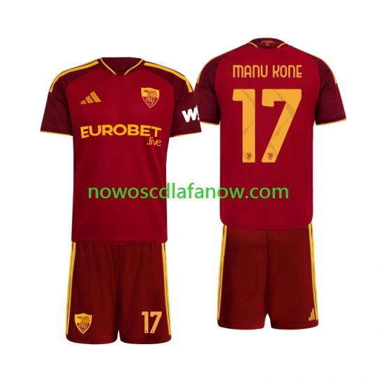 Koszulka AS Roma Manu Kone 17 Dziecięca Domowy Komplet 2026-2027 Krótkie Rękawy