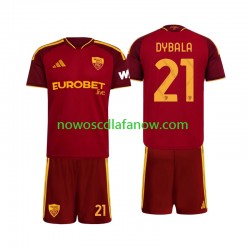 Koszulka AS Roma Paulo Dybala 21 Dziecięca Domowy Komplet 2026-2027 Krótkie Rękawy