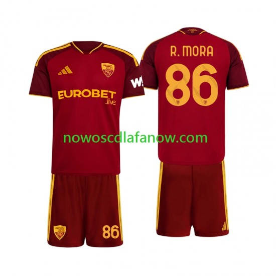 Koszulka AS Roma Rodrigo Mora 86 Dziecięca Domowy Komplet 2026-2027 Krótkie Rękawy