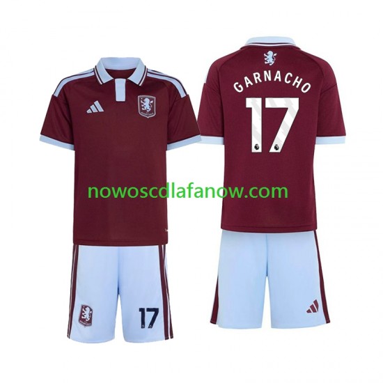 Koszulka Aston Villa Alejandro Garnacho 17 Dziecięca Domowy Komplet 2026-2027 Krótkie Rękawy