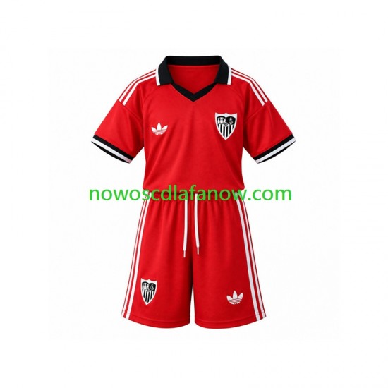 Koszulka Sevilla FC Retro Dziecięca Domowy Komplet 2026-2027 Krótkie Rękawy