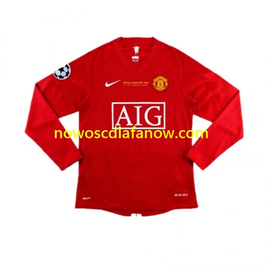 Koszulka Manchester United Champion League 2007 Retro Męska Domowy Komplet Długie Rękawy