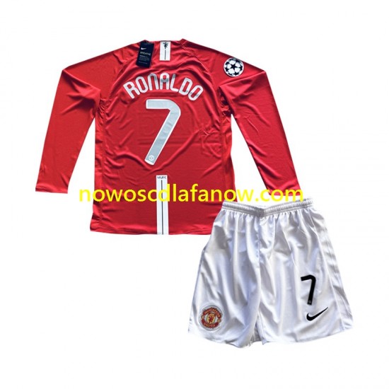 Koszulka Manchester United Cristiano Ronaldo 7 Champion League 2007 Retro Dziecięca Domowy Komplet Długie Rękawy