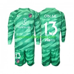 Koszulka Atlético Madryt Jan Oblak 13 Green color Bramkarskie Dziecięca Wyjazdowy Komplet 2023-2024 Długie Rękawy