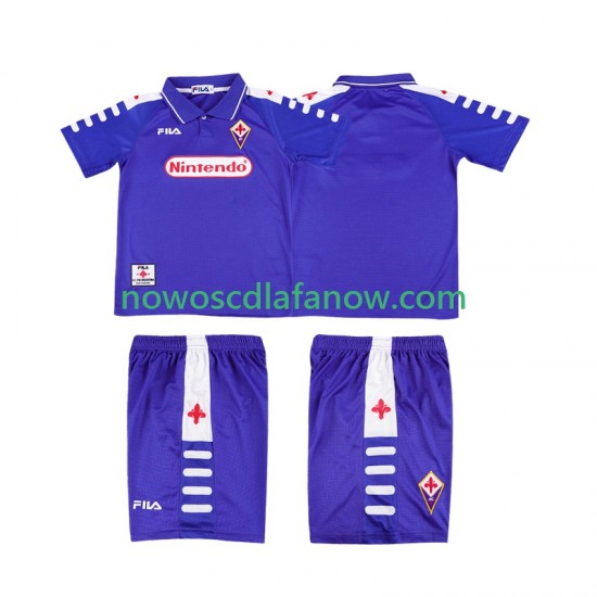 Koszulka Fiorentina Retro Dziecięca Domowy Komplet 1998 1999 Krótkie Rękawy