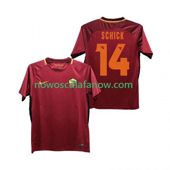 Koszulka AS Roma SCHICK 14 2017-2018 Retro Męska Domowy Komplet Krótkie Rękawy