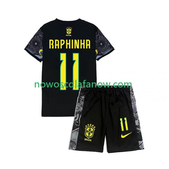 Reprezentacja Brazylii RAPHINHA 11 Cheist the Redeemer Football Shirts Dziecięca Domowy Komplet 2024 Krótkie Rękawy