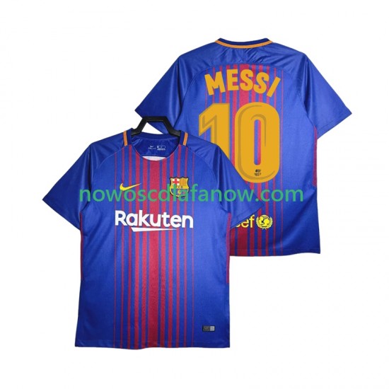 Koszulka FC Barcelona Lionel Messi 10 2017-2018 Retro Męska Domowy Komplet Krótkie Rękawy