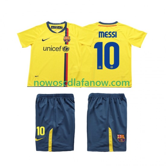 Koszulka FC Barcelona Lionel Messi 10 2009 Retro Dziecięca Wyjazdowy Komplet 2008 Krótkie Rękawy