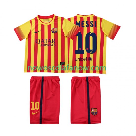 Koszulka FC Barcelona Lionel Messi 10 2013 2014 Retro Dziecięca Wyjazdowy Komplet Krótkie Rękawy