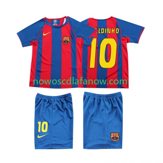 Koszulka FC Barcelona RONALDINHO 10 Retro Dziecięca Domowy Komplet 2004 Krótkie Rękawy