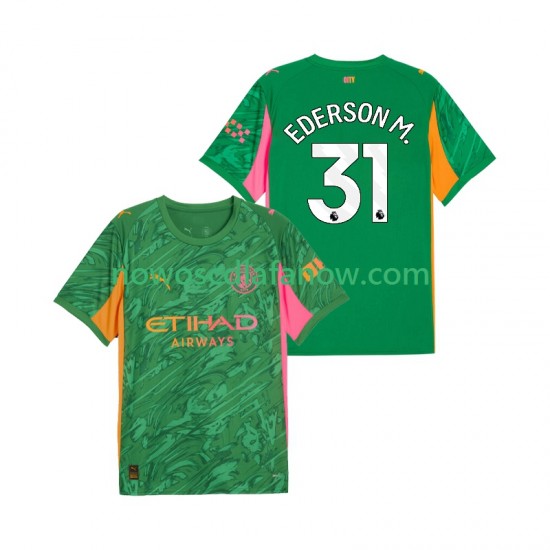 Koszulka Manchester City Ederson Moraes 31 Bramkarskie Męska Domowy Komplet 2025-2026 Krótkie Rękawy