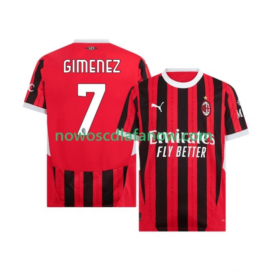 Koszulka AC Milan Santiago Gimenez 7 Męska Domowy Komplet 2024-2025 Krótkie Rękawy