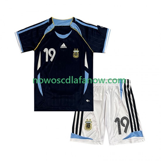 Koszulka Reprezentacja Argentyny Lionel Messi 19 Retro Dziecięca Wyjazdowy Komplet 2006 Krótkie Rękawy