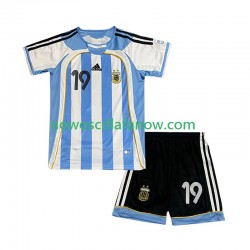 Koszulka Reprezentacja Argentyny Lionel Messi 19 Retro Dziecięca Domowy Komplet 2006 Krótkie Rękawy