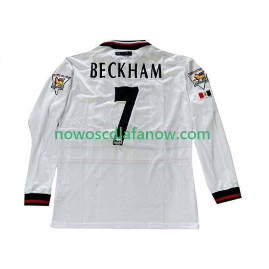 Koszulka Manchester United Beckham 7 Retro Męska Wyjazdowy Komplet 1998 1999 Długie Rękawy