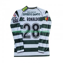 Koszulka Sporting CP Cristiano Ronaldo 28 2001 2003 Retro Męska Domowy Komplet Długie Rękawy