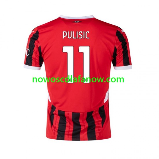 Koszulka AC Milan Pulisic 11 Męska Domowy Komplet 2024-2025 Krótkie Rękawy