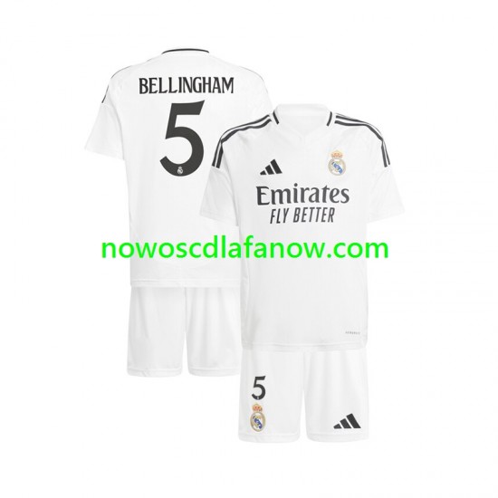 Koszulka Real Madryt Jude Bellingham 5 Dziecięca Domowy Komplet 2024-2025 Krótkie Rękawy