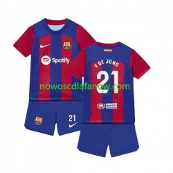 Koszulka FC Barcelona Frenkie de Jong 21 Dziecięca Domowy Komplet 2023-2024 Krótkie Rękawy