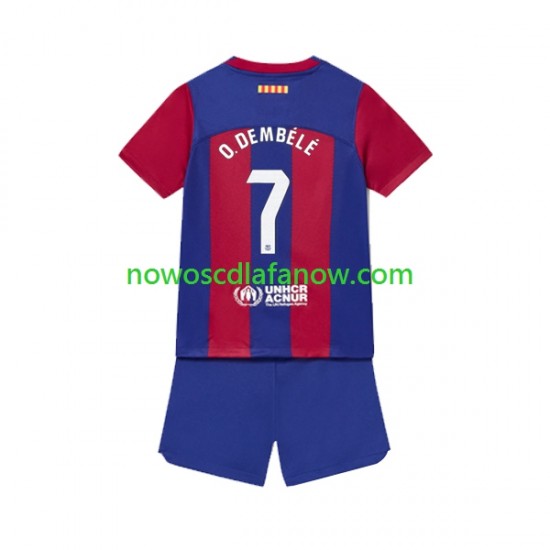 Koszulka FC Barcelona Ousmane Dembele 7 Dziecięca Domowy Komplet 2023-2024 Krótkie Rękawy