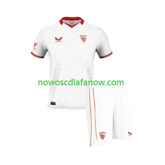 Koszulka Sevilla FC Dziecięca Domowy Komplet 2023-2024 Krótkie Rękawy
