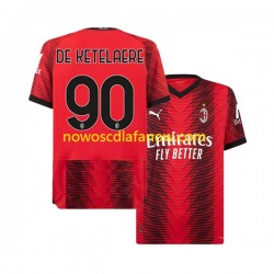 Koszulka AC Milan Charles De Ketelaere 90 Męska Domowy Komplet 2023-2024 Krótkie Rękawy
