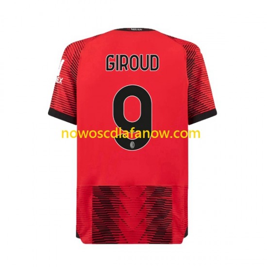Koszulka AC Milan Olivier Giroud 9 Męska Domowy Komplet 2023-2024 Krótkie Rękawy