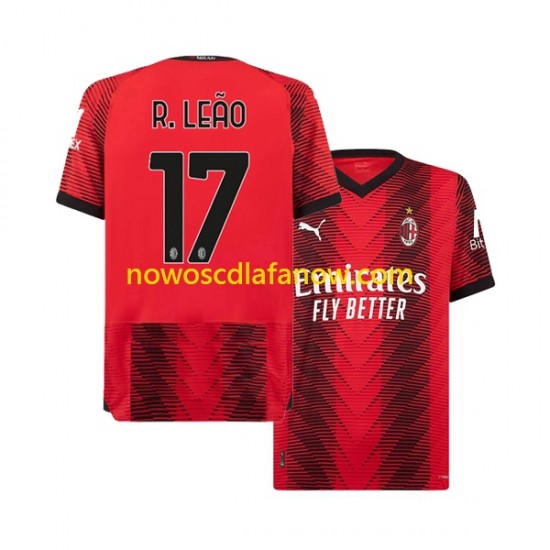 Koszulka AC Milan Rafael Leao 17 Męska Domowy Komplet 2023-2024 Krótkie Rękawy