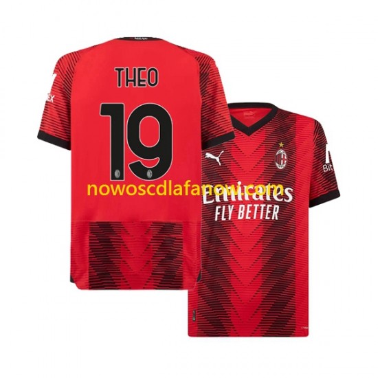 Koszulka AC Milan Theo Hernandez 19 Męska Domowy Komplet 2023-2024 Krótkie Rękawy