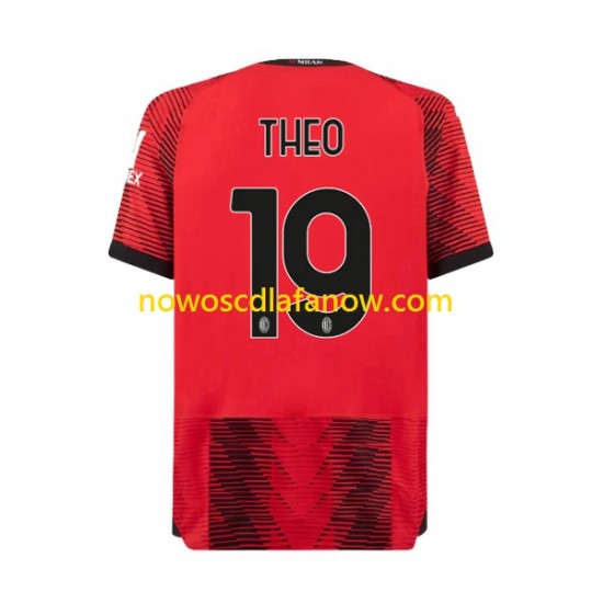 Koszulka AC Milan Theo Hernandez 19 Męska Domowy Komplet 2023-2024 Krótkie Rękawy