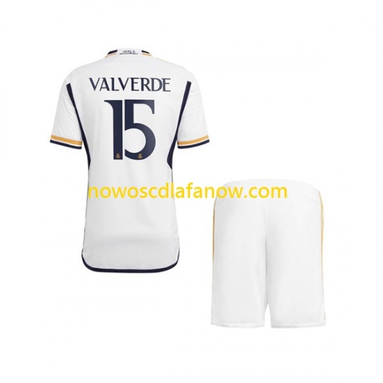 Koszulka Real Madryt Federico Valverde 15 Dziecięca Domowy Komplet 2023-2024 Krótkie Rękawy