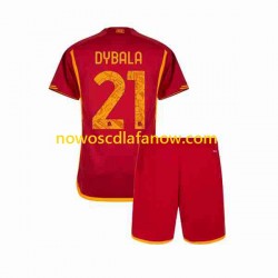 Koszulka AS Roma Paulo Dybala 21 Dziecięca Domowy Komplet 2023-2024 Krótkie Rękawy