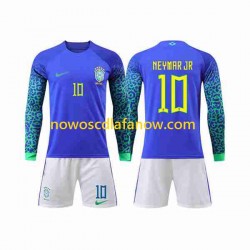Koszulka Reprezentacja Brazylii Neymar Jr 10 Dziecięca Wyjazdowy Komplet World Cup 2022 Długie Rękawy