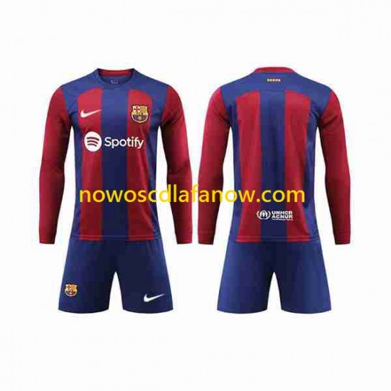 Koszulka FC Barcelona Dziecięca Domowy Komplet 2023-2024 Długie Rękawy