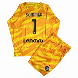 Koszulka Inter Mediolan Sommer 1 Bramkarskie Dziecięca Domowy Komplet 2023-2024 Długie Rękawy