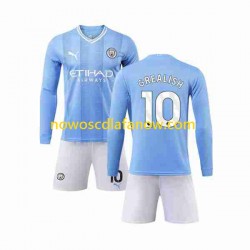 Koszulka Manchester City Grealish 10 Dziecięca Domowy Komplet 2023-2024 Długie Rękawy