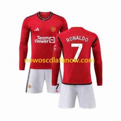 Koszulka Manchester United Ronaldo 7 Dziecięca Domowy Komplet 2023-2024 Długie Rękawy