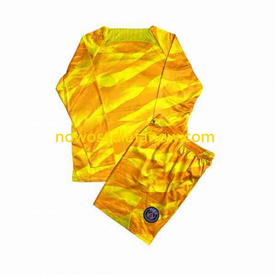 Koszulka Paris Saint-Germain Bramkarskie Dziecięca Wyjazdowy Komplet 2023-2024 Długie Rękawy